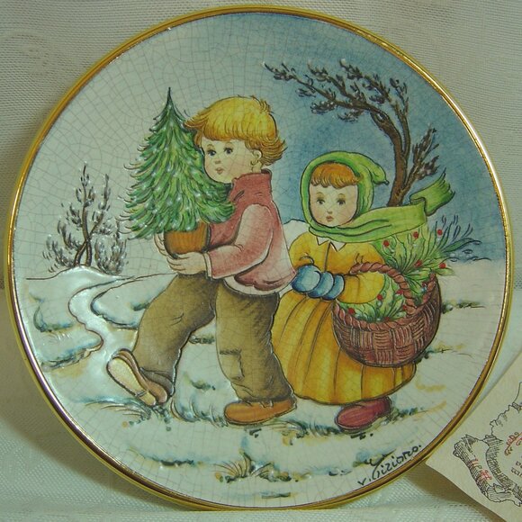 Vintage Veneto Flair plate by V. Tiziano--"Heading Home"--1980 - Picture 1 of 5
